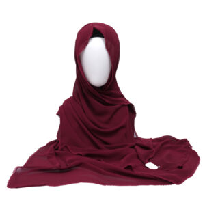 Malaysian Heavy Georgette Crochet Chiffon Hijab -Maroon