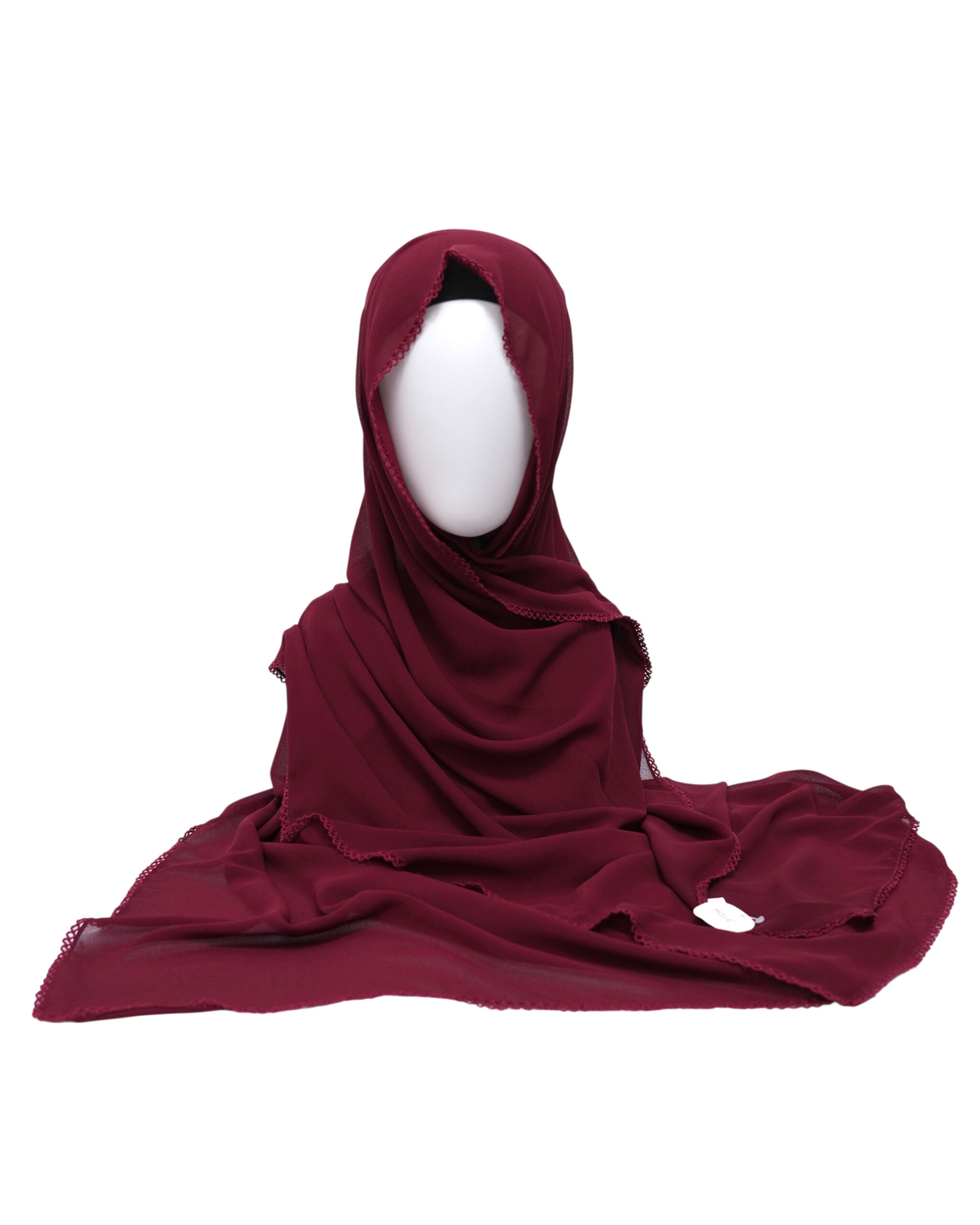 Malaysian Heavy Georgette Crochet Chiffon Hijab -Maroon