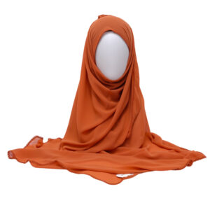 Malaysian Heavy Georgette Crochet Chiffon Hijab -Carrot
