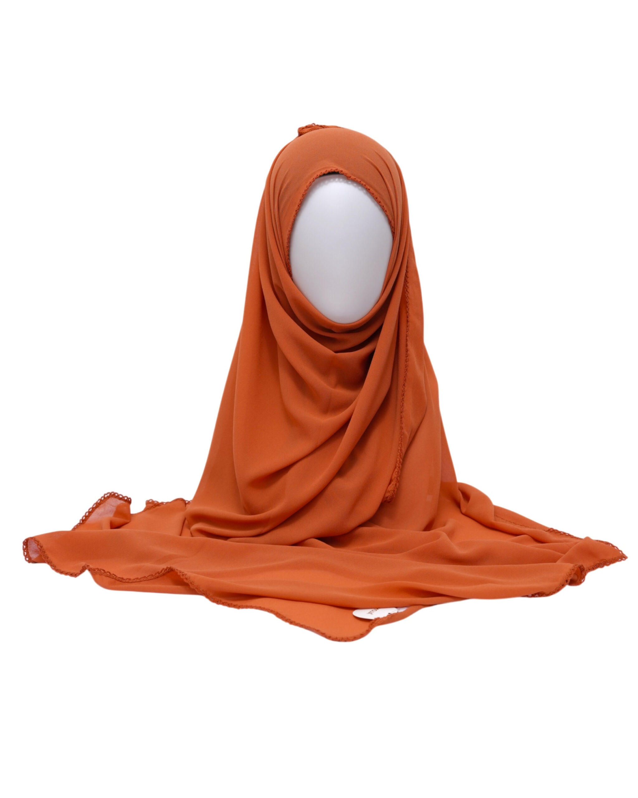 Malaysian Heavy Georgette Crochet Chiffon Hijab -Carrot